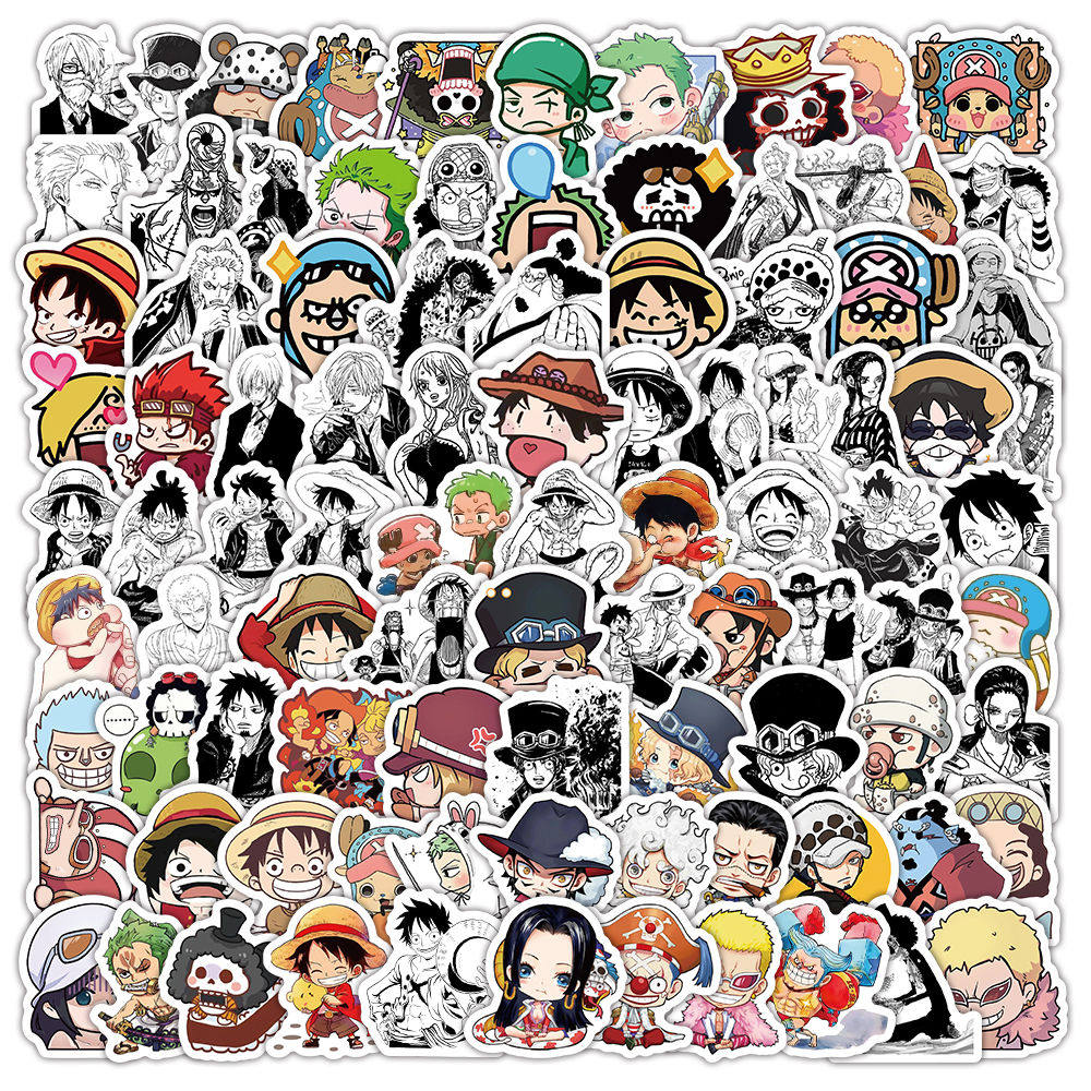 120贴爆款海贼王卡通周边二次元贴纸装饰手机行李箱手账贴画防水