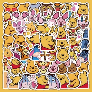 282小熊维尼和它 饰电脑桌面diy贴画 好朋友们贴纸呆萌可爱卡通装