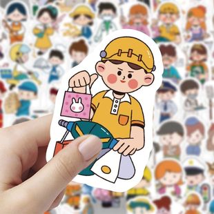 180张各行各业职业人物卡通q版头像创意贴纸可爱创意桌面手账贴画