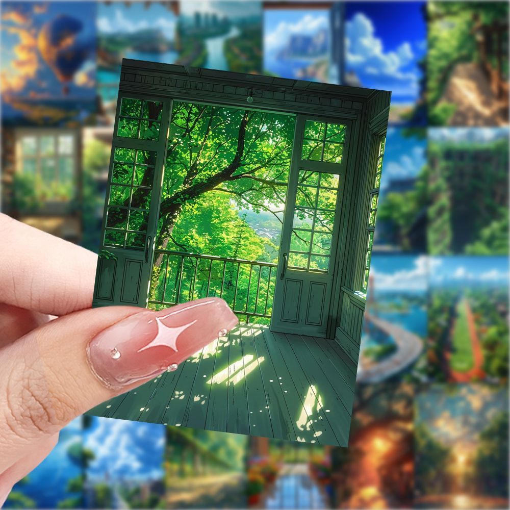 189张场景插画贴纸治愈风景清新