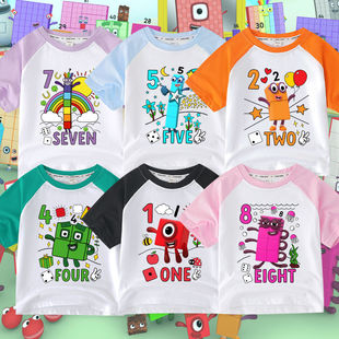 Number blocks数字积木t恤儿童衣服男女童数字图案插肩上衣潮