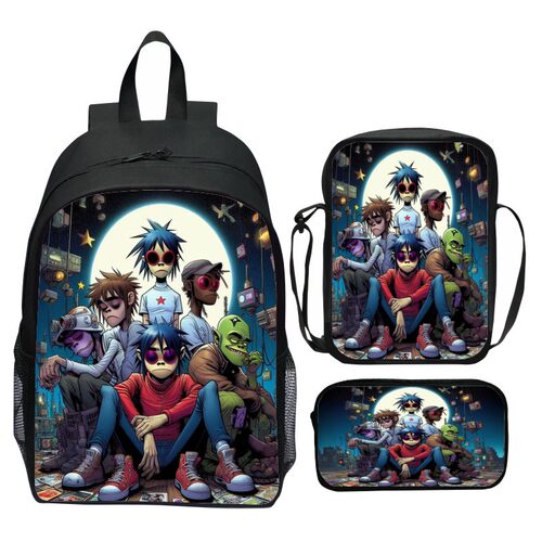 Gorillaz印花三件套书包