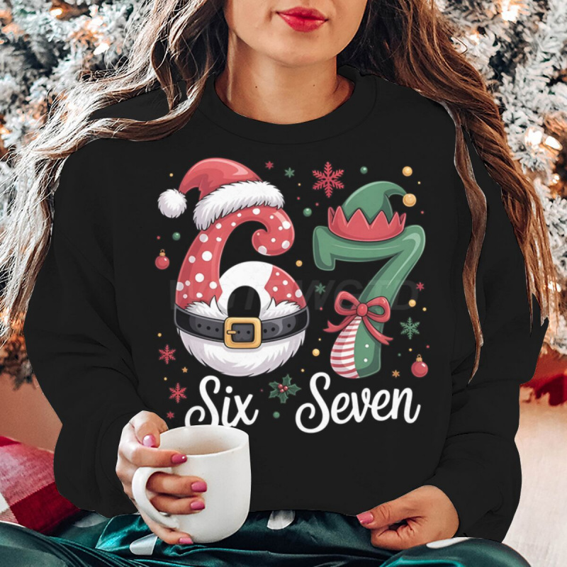 新款圣诞印花加绒卫衣