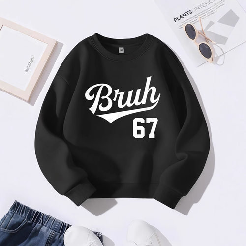 Bruh67印花儿童加绒卫衣