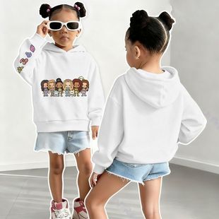 Katseye周边专辑新奇印花儿童宽松连帽卫衣春秋休闲薄款帽衫