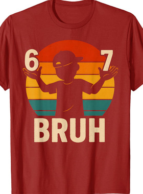 爆款67 Bruh趣味印花套头衫欧美圆领上衣男女中性款宽松T恤