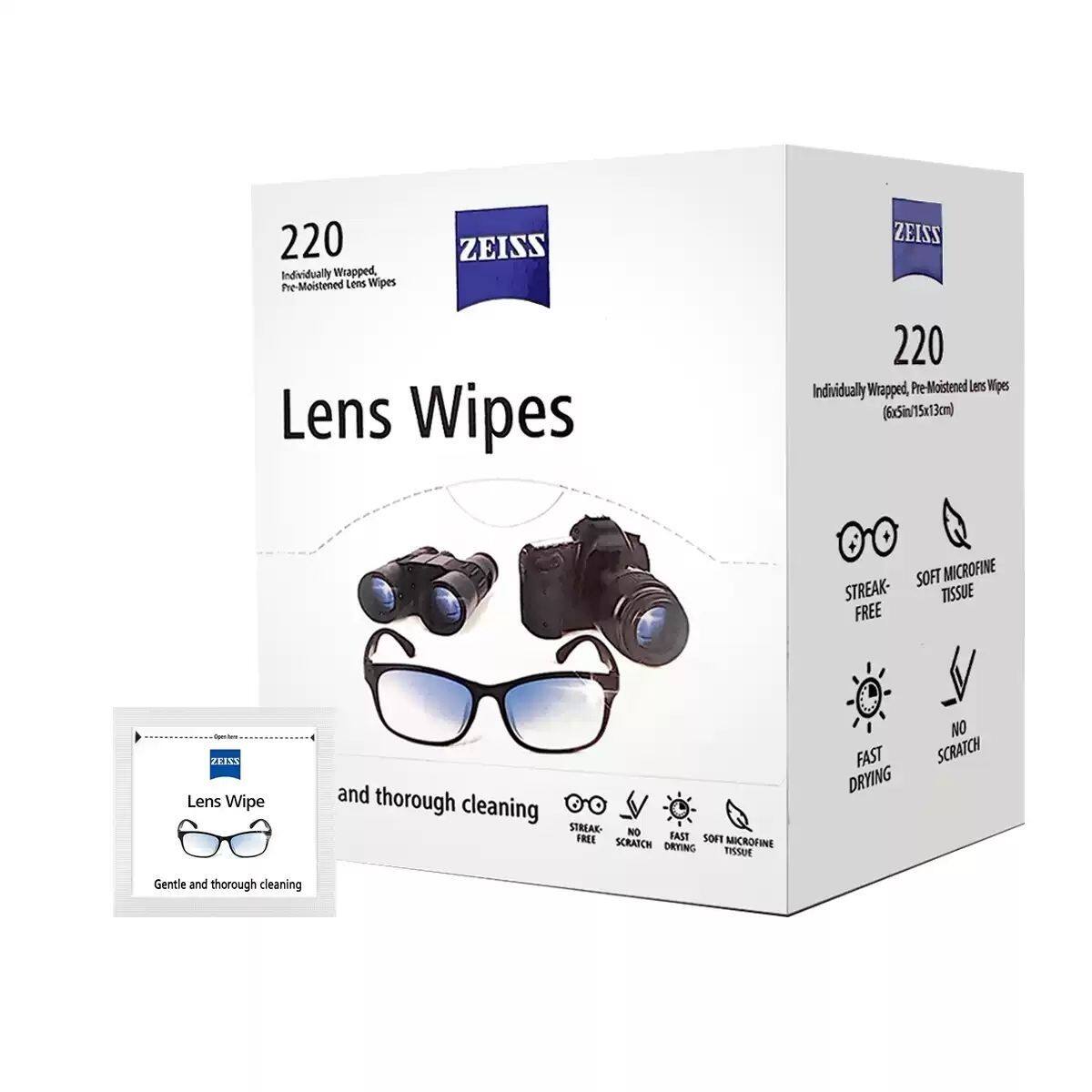 ZEISS蔡司眼镜清洁湿巾镜片镜头相机擦镜纸一次性专用眼镜布220片