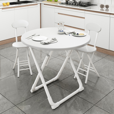 适用可折叠小圆桌餐桌家用小户型简约圆形桌子吃饭桌洽谈简易桌椅