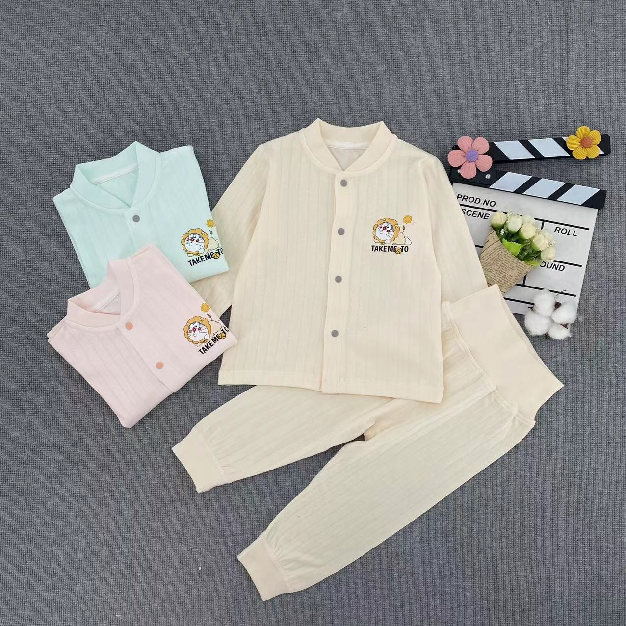 婴格朗迪儿童家居服宝宝纯棉秋衣秋裤套装婴儿春秋高腰护肚YG5102