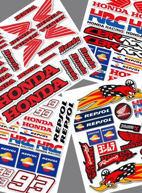 适用本田贴纸车贴摩托车改装防水反光头盔贴HONDA标志电动车贴花