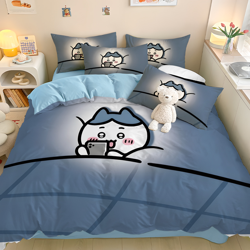 纯棉小八飞鼠四件套吉伊卡哇chiikawa乌萨奇哈奇床单被罩三件套