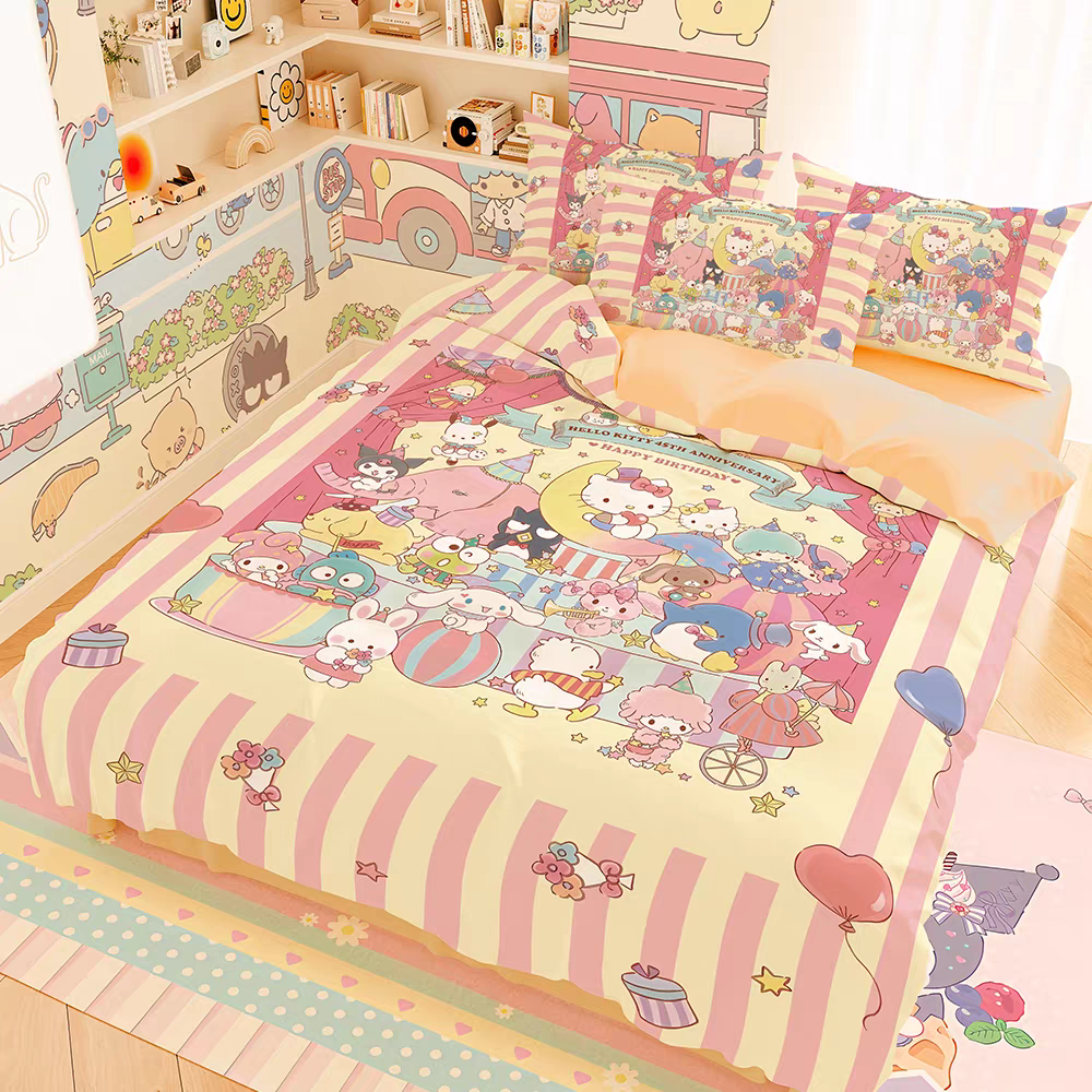 三丽鸥sario纯棉四件套美乐蒂库洛米丑鱼汉顿床单被套宿舍三件套,床上用品,床品套件/四件套/多件套,淘宝优惠券,粉丝福利购,淘宝优惠卷