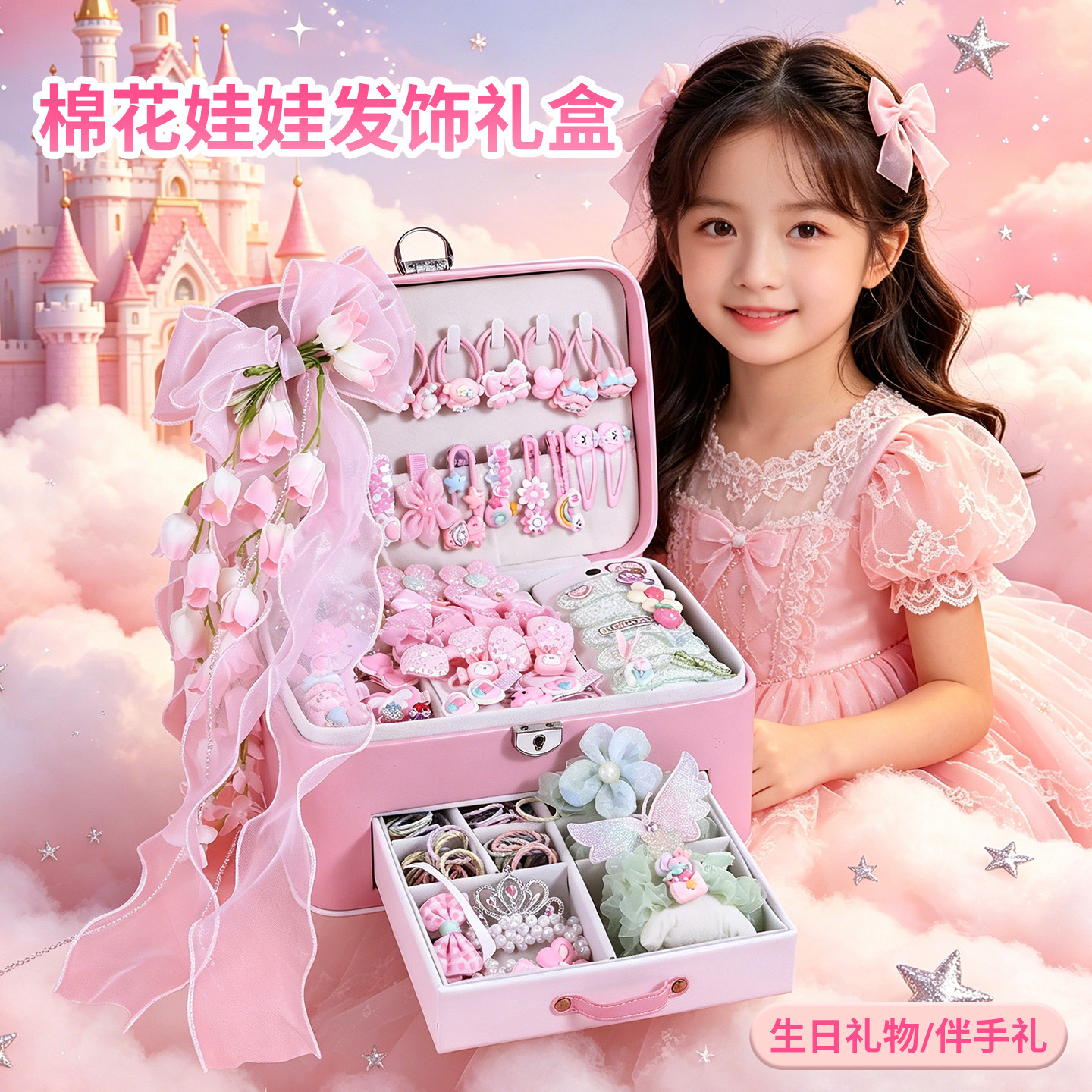 六一公主首饰发饰礼盒女童儿童节小女孩子的10岁生日礼物玩具女生
