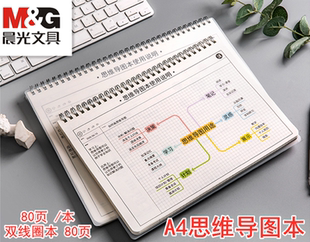 80頁方格內(nèi)頁210X297mm簡約PP半透明中小學(xué)生初高中繪畫概括重點(diǎn)XA4812 晨光A4思維導(dǎo)圖雙線圈本 本味