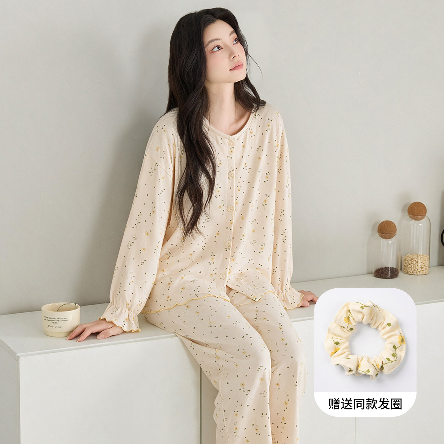 2026年新款睡衣女春秋季纯棉印花长袖长裤可外穿家居服秋冬款套装