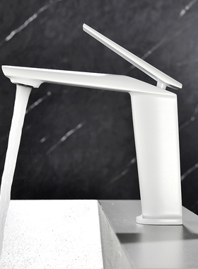 WINMV 白色增压洗手间面盆洗手池台盆浴室柜水龙头防溅水全铜冷热