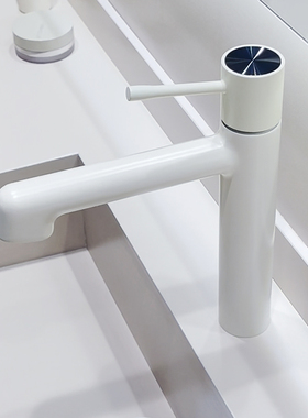 WINMV 卫生间洗手池浴室柜面盆防溅水龙头冷热奶白色全铜增压