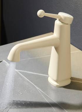 WINMV 白色家用浴室厕所防溅面盆洗漱台洗手盆冷热水龙头矮款单孔