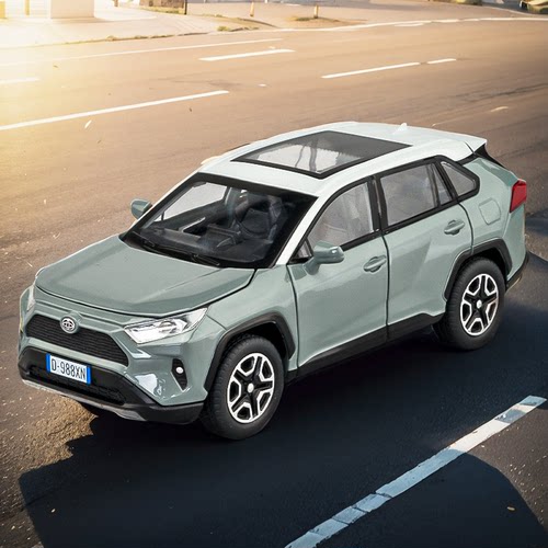 嘉业车模1:32合金丰田荣放RAV4汽车模型回力声光6开门玩具越野车