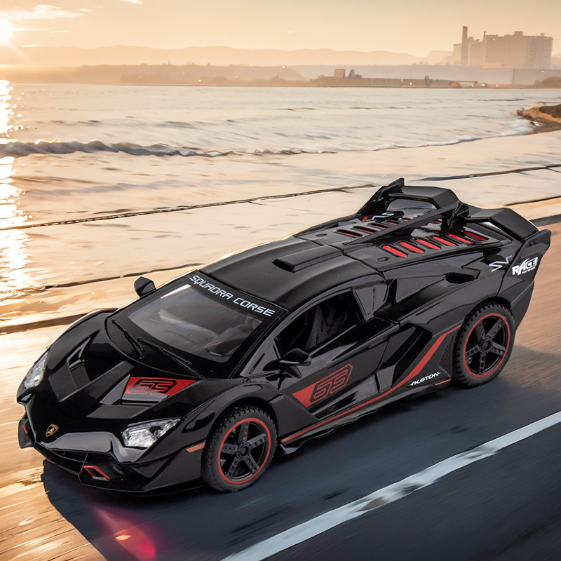 嘉业车模1:32兰博基尼sc18 alston合金声光回力开门跑车玩具摆件