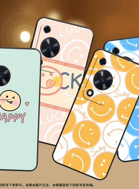 适用华为novaY72手机壳novaY72s保护壳4G国外版磨砂壳橙色笑脸蓝色笑脸网红inslucky笑脸套软壳卡通挂绳