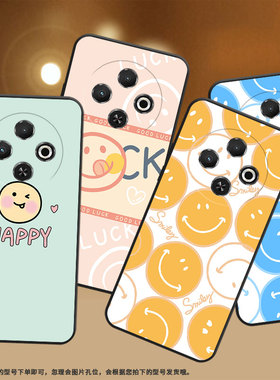适用传音TecnoSpark30C手机壳kl5保护壳4G2024橙色笑脸文艺英文挂绳耐脏lucky笑脸硅胶创意新款国潮文字软壳