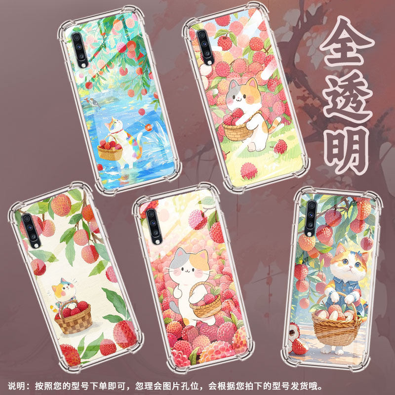 适用三星A20气囊手机壳荔枝猫咪SamsungA70男女款GalaxyA9StarLite四角防摔三星A40s手机壳全包边保护套
