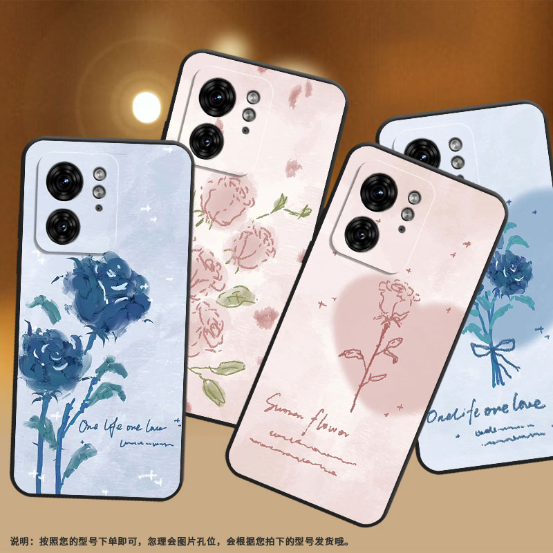 适用MOTOX30Pro手机壳XT2243-2英文蓝玫瑰S50Neo摩托罗拉G85防摔Edge40高级50Pro个性XT2401-2软壳保护套