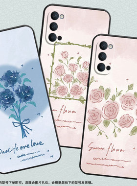 适用OPPOReno手机壳10x黑色PCCM00商务0pp0Reno5Lite保护套Ace26朵粉玫瑰Reno2Z高级PCKM70轻薄Reno5软壳