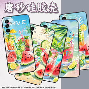 适用三星M02手机壳M04西瓜水果SM M145F黑色M20硅胶M21保护套 M105F全包边samsungM12磨砂壳M23防摔爆SM