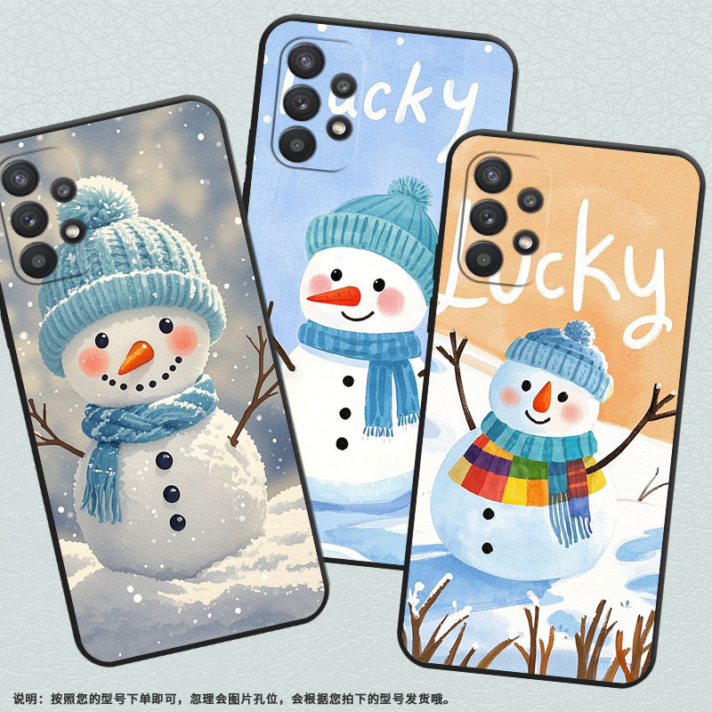 适用三星A20手机壳A36高级感SM-A226B细外壳samsungA22硅胶A31商务GalaxyA33个性SM-A356E保护套系围脖雪人