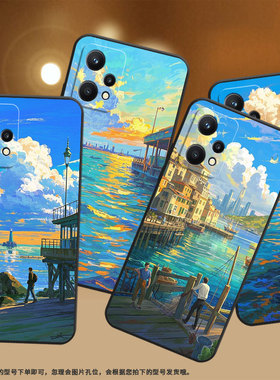 适用realme8pro手机壳rmx2030真我6/8s纯黑色realme8个性rmx3612保护套蓝色天空真我9i商务9pro+磨砂壳