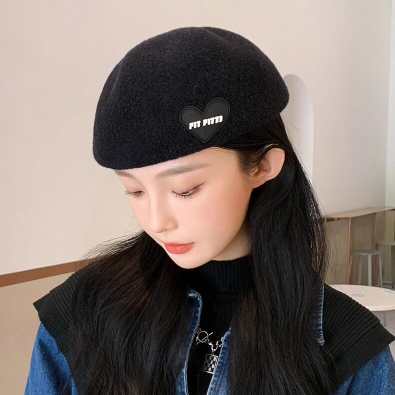 可爱冬帽贝雷帽女秋冬反带前进韩版显脸小百搭复古设计小众画家帽