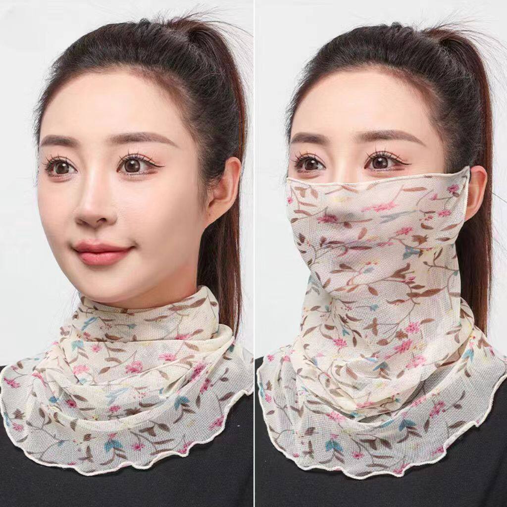 遮脸面纱韩版女士围巾口罩百搭全防晒面纱/面罩