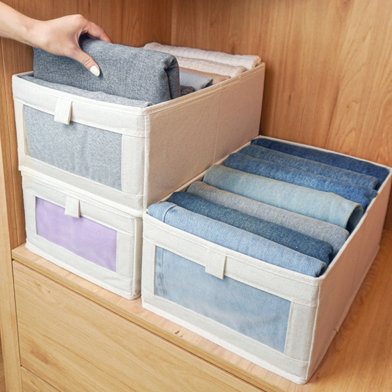 衣服收纳箱收纳家用棉麻布艺衣物收纳盒衣柜分层折叠整理储物神器,收纳整理,收纳箱,淘宝优惠券,粉丝福利购,淘宝优惠卷
