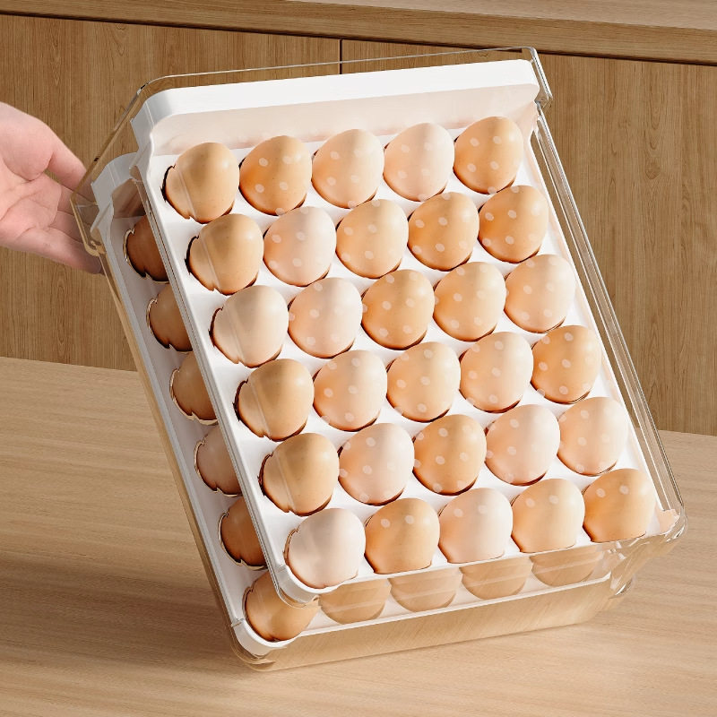 冰箱鸡蛋格收纳盒抽屉式家用双层透明保鲜盒厨房整理塑料储物盒