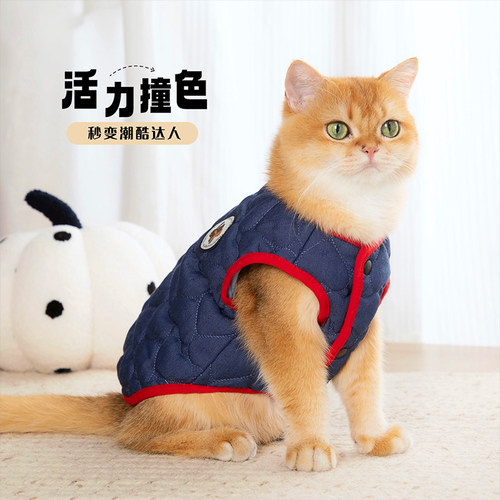 猫咪衣服秋冬布偶猫金渐层冬季保暖马甲幼猫小猫蓝猫加绒宠物服装