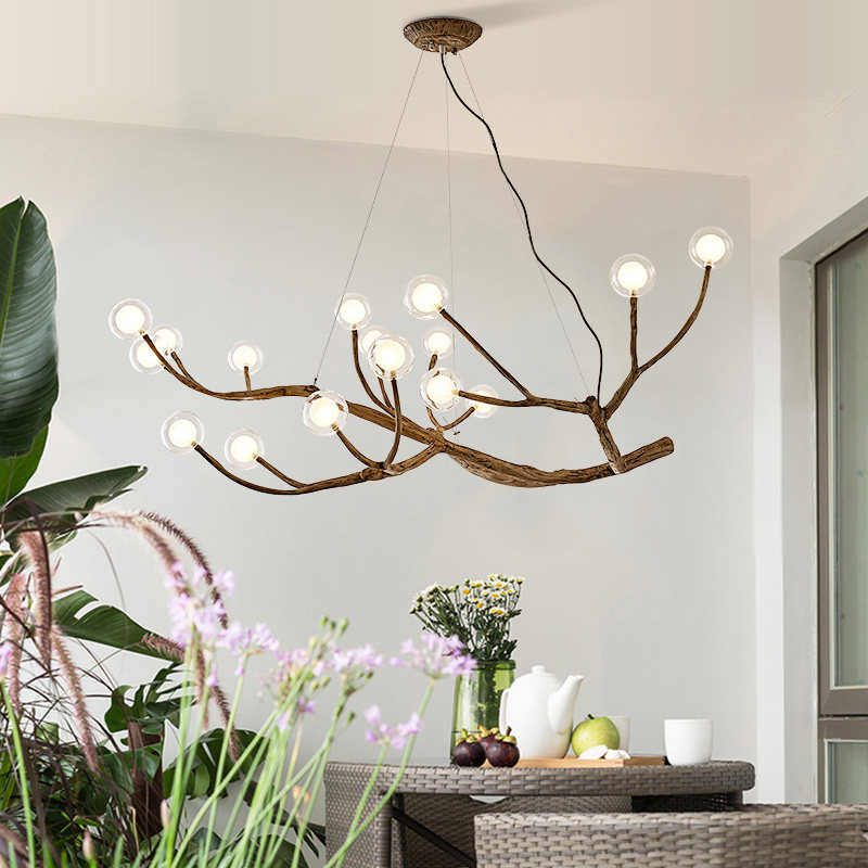 树枝植物灯吊灯餐厅泡泡灯客厅灯2021年新款小户型卧室次卧灯网红