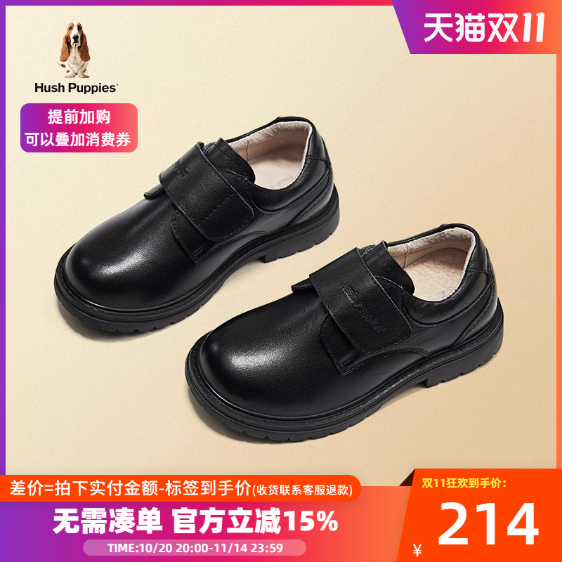 暇步士皮鞋软底儿童黑色英伦