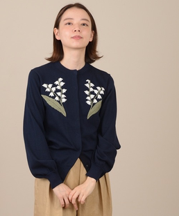 刺绣 纯棉针织开衫 nes.ess@1re 手工刺绣铃兰花