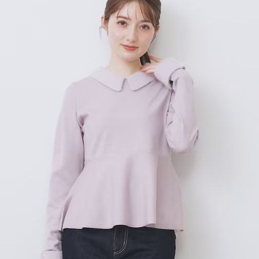 纯元  index 毛茸茸翻领荷叶边针织长袖套头