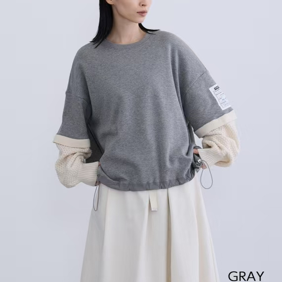 纯元  KOOS 宽松长袖拼布 针织套头2.6W