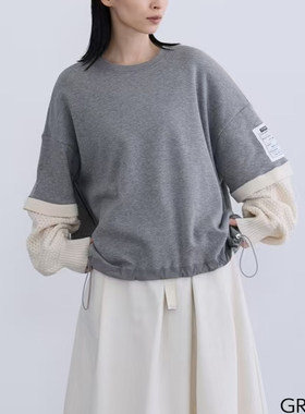 纯元  KOOS 宽松长袖拼布 针织套头2.6W