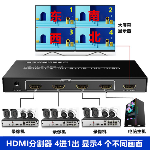 HDMI4进1出分割器分屏器9口4口路