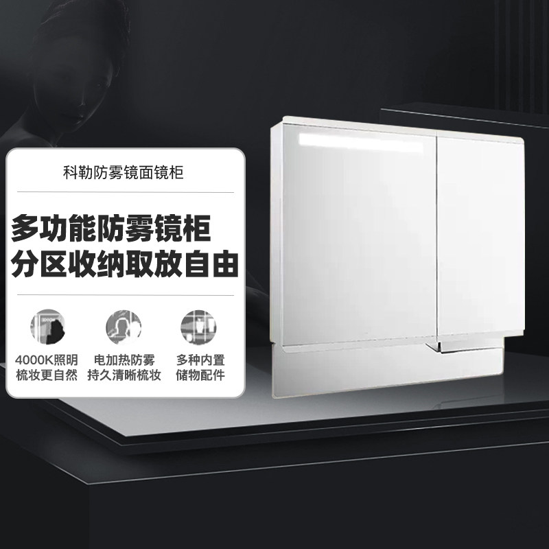 科勒亲悦卫生间带灯镜柜梳洗化妆镜柜防雾镜面镜柜30011T