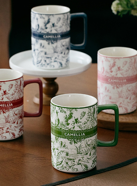 复古陶瓷杯情侣马克杯艺术杯子家用水杯大容量高级感早餐杯伴手礼