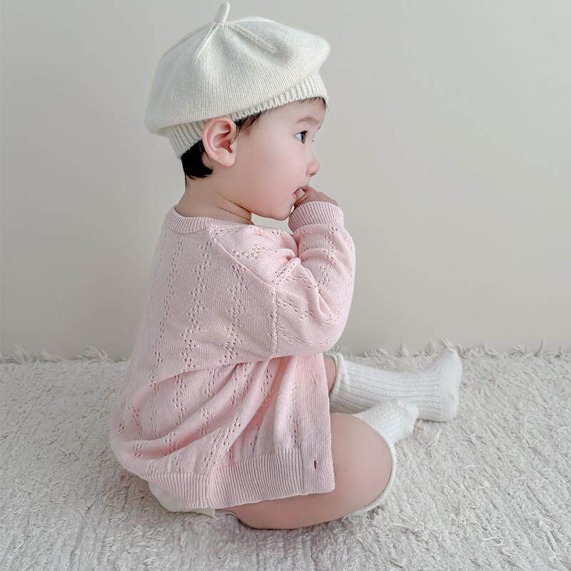 儿宝宝春夏薄款婴儿衣UPS服网针织眼长袖披小开衫外套婴幼小肩上