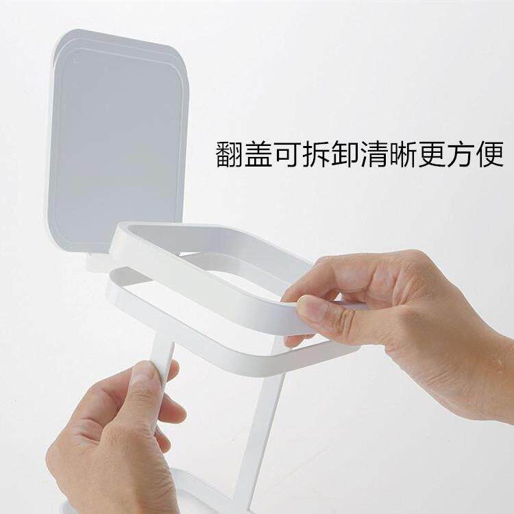 桌面你垃圾桶 翻盖铁艺垃圾支房架COS迷家用厨台面办袋公餐桌 收