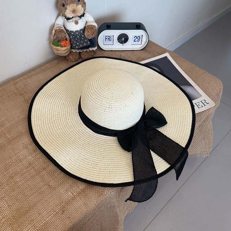 蝴蝶结大帽檐遮阳草帽女夏季KPP226新款防0晒海边度帽假帽旅游沙