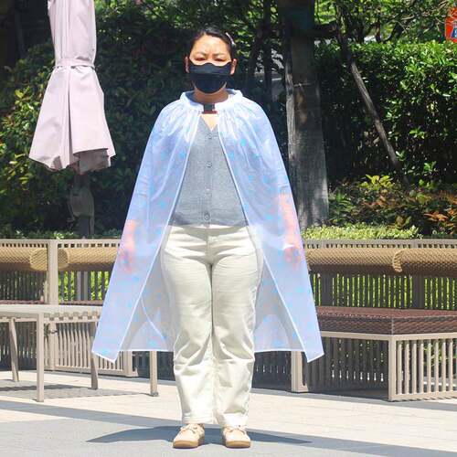 时尚风披电车成人全身加厚一动体通式长款雨衣HHG透明男女用披风